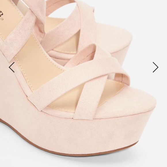 Blush Tie Up Wedge Platform Sandal - Just Fab Dahlia Sandal - Picture 4 of 9